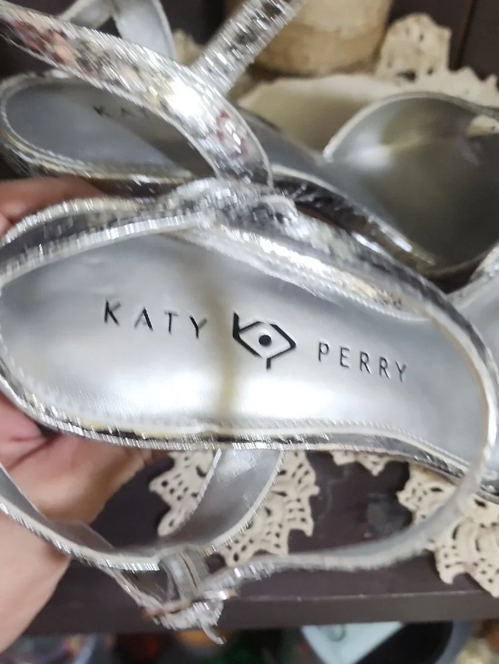Katy Perry Collections Metallic Silver Platform Sandals
